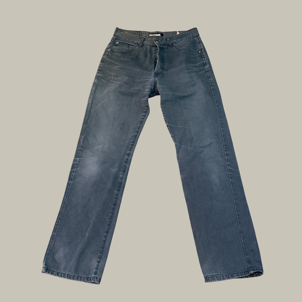 Zara Straight Leg Jeans Women Size 10 Grey Faded Denim Button Fly Spain Vtg
